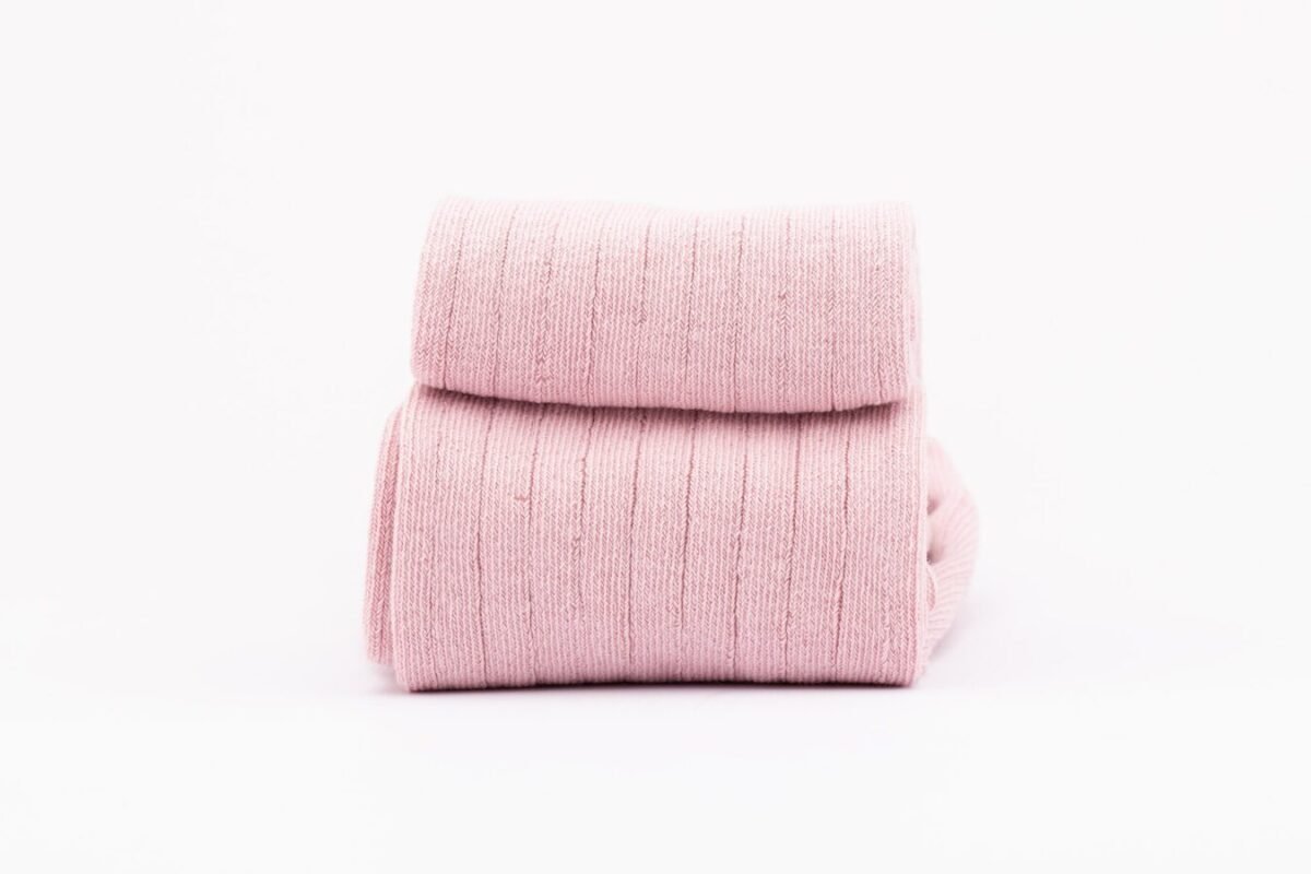 Leotardos Acanalados De Algodón - Rosa Pastel
