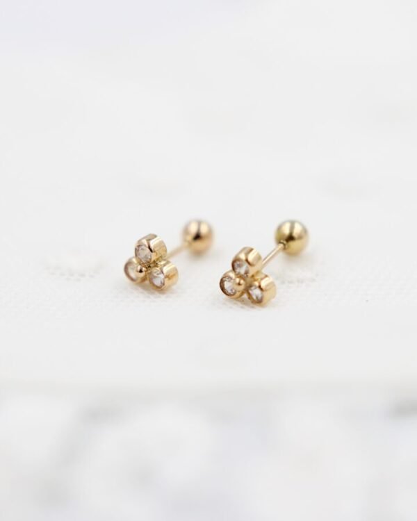 Arete Abridor Trebol Circon - Blanco