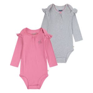 Body Niña Bebé Manga Larga 2 Pack - Rosado / Gris