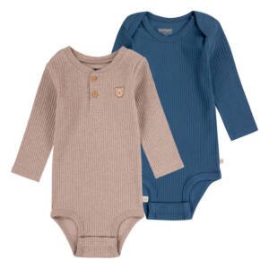 Body Niño Bebé Manga Larga 2 Pack - Azul / Beige