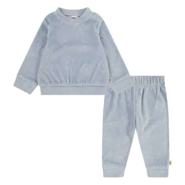 Conjunto Niño Bebé Terciopelo 2 Set - Celeste