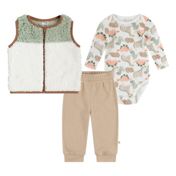 Conjunto Niño Bebé Pantalón y Chaleco 3 Set - Off White / Beige