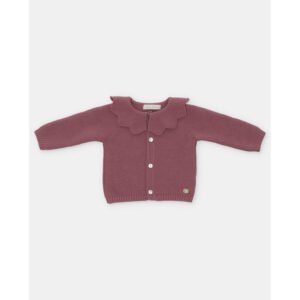 Cardigan Largo Volante Niña Plum