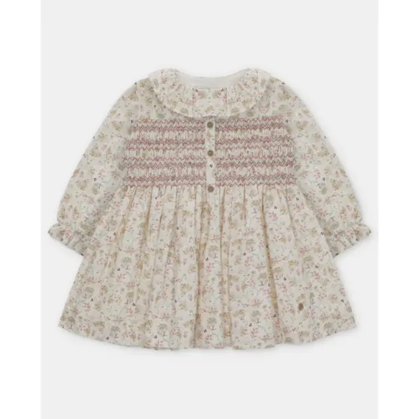 Vestido Punto Smock Niña Peonia