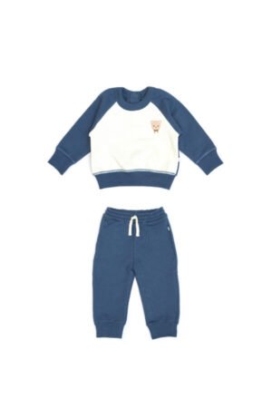 Set Polera + Buzo Afranelado - Perla / Azul