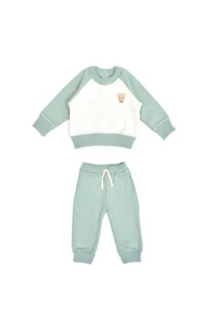 Set Polera + Buzo Afranelado - Perla / Verde