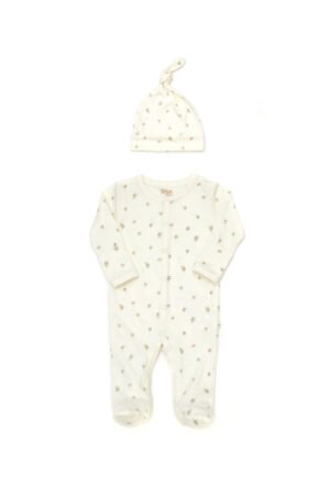 Set Enterizo Broches + Gorro - Perla Flor