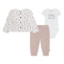Conjunto Body / Pantalón Niña Bebé 3 Set - Rosado - 3M