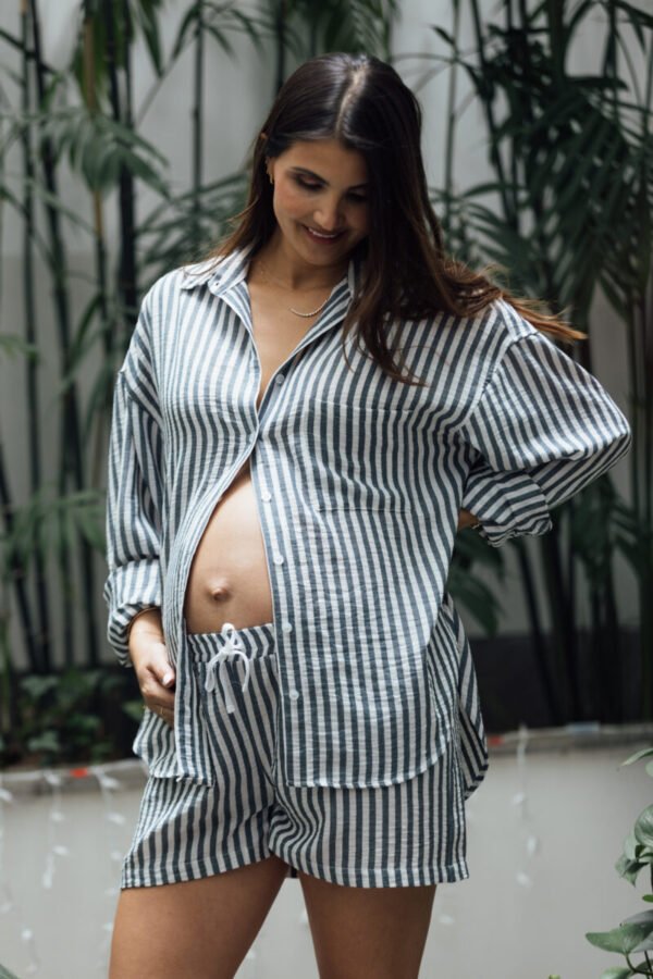 Camisa Over - Rayas Azul