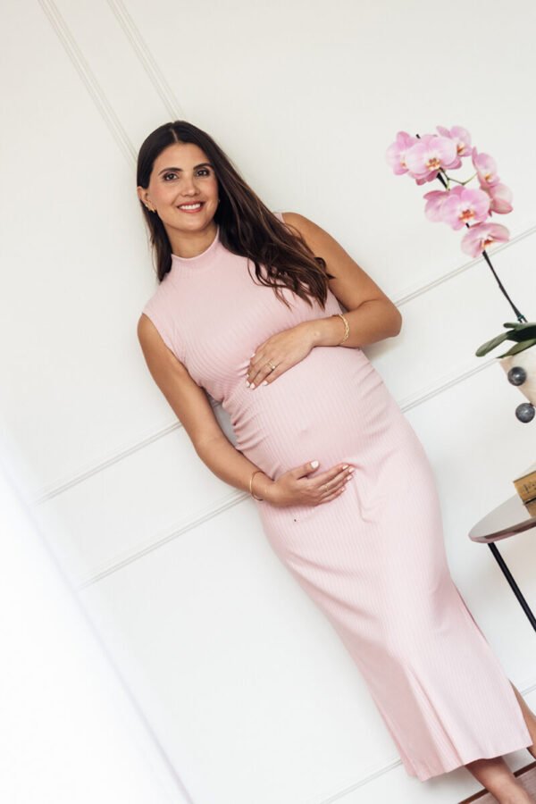 Maxi Vestido Cafarena Manga Cero RIB -  Palo Rosa