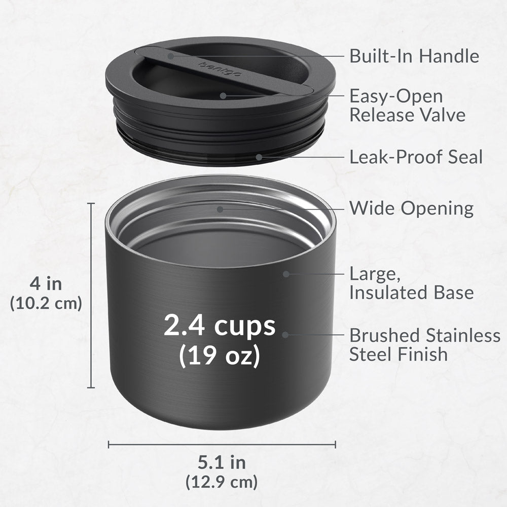 Contenedor de Alimentos de Acero Inoxidable Bentgo - Negro - Imagen 3