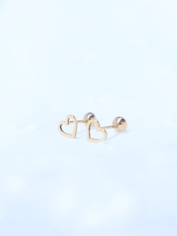Arete 18K Corazon Silueta + Bolita
