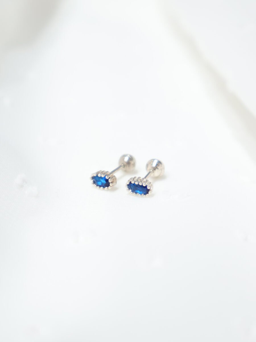 Arete Plata Calado con Circon - Azul