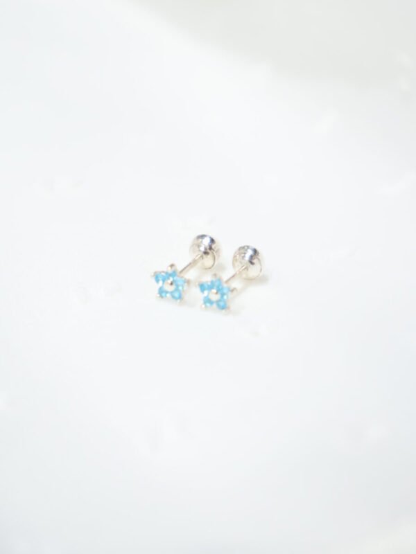 Arete Plata Estrella de Circon Azul