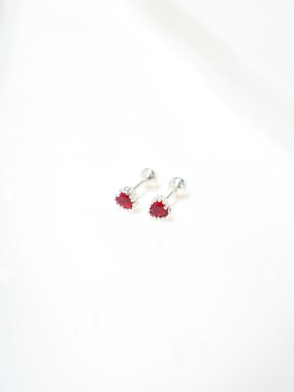 Arete  Plata Calado con Circon - Rojo