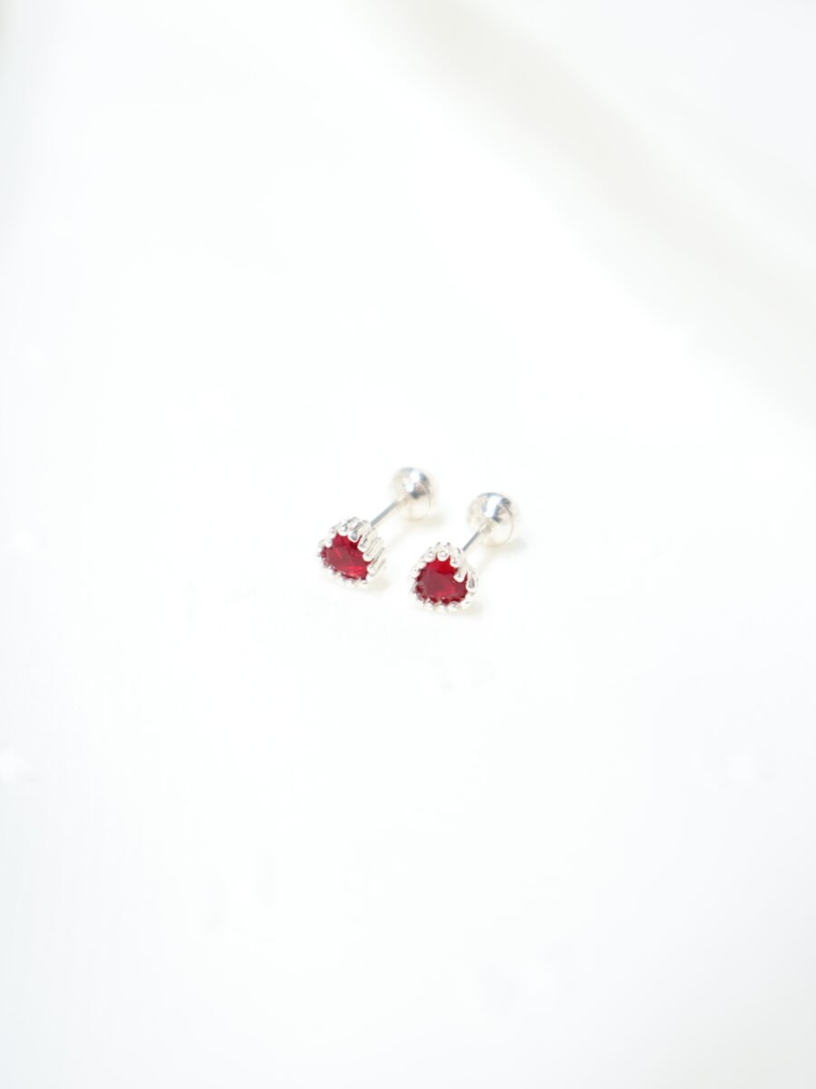 Arete Plata Calado con Circon - Rojo