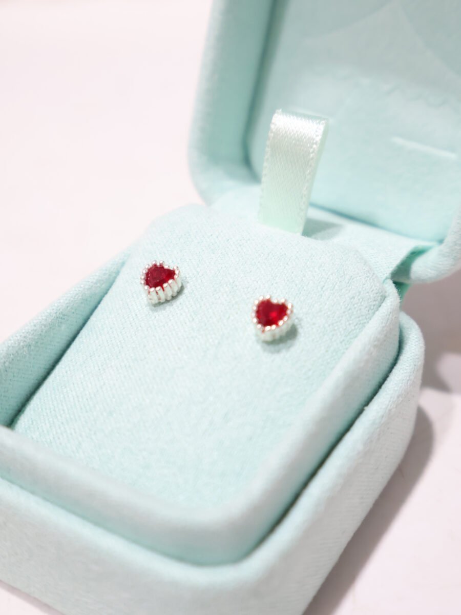 Arete Plata Calado con Circon - Rojo - Imagen 2