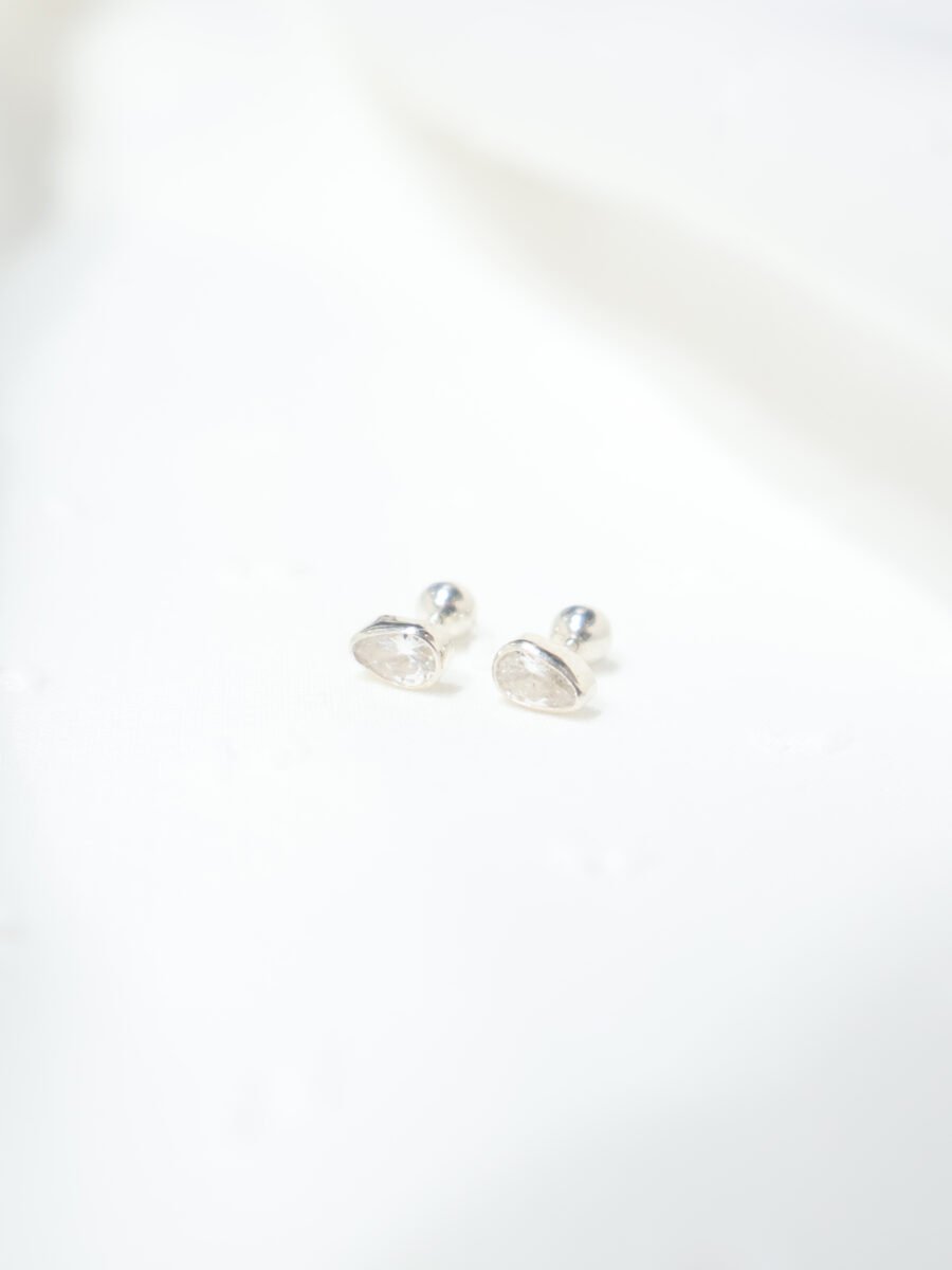 Arete Plata Gotita - Circon Blanco