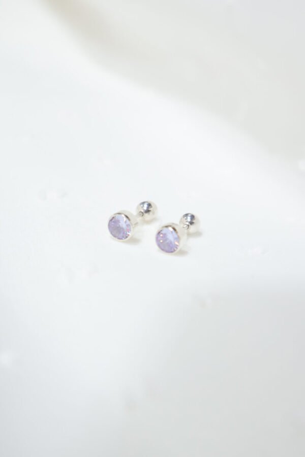 Arete Plata Punto de Luz Grande - Lila