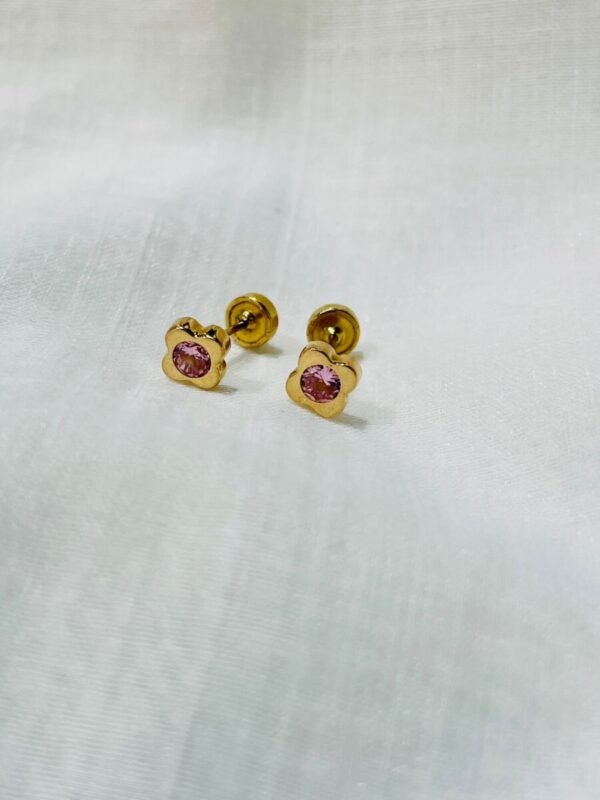 Arete Flor Circon Rosa