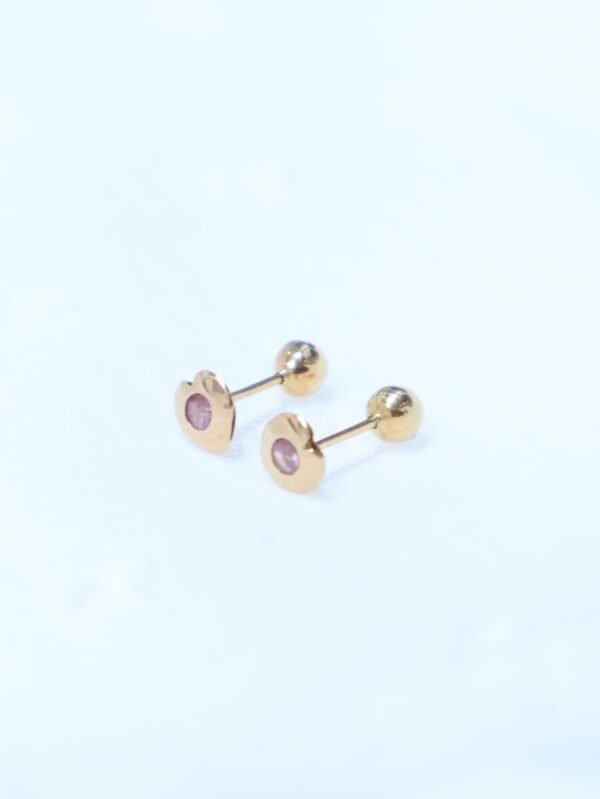 Arete Corazon 18K con Circon - Rosa
