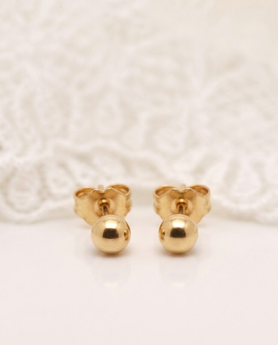 Arete Bombita Acero con Baño de Oro