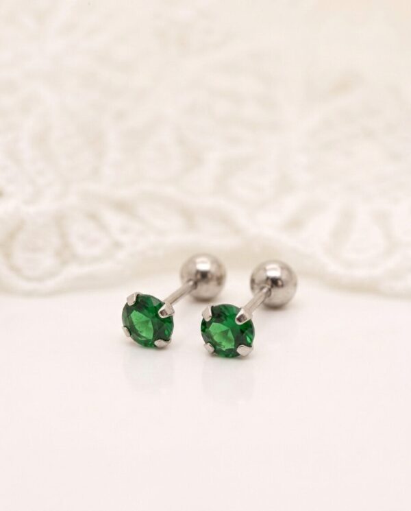 Arete  Plata Chispita con Circon - Verde