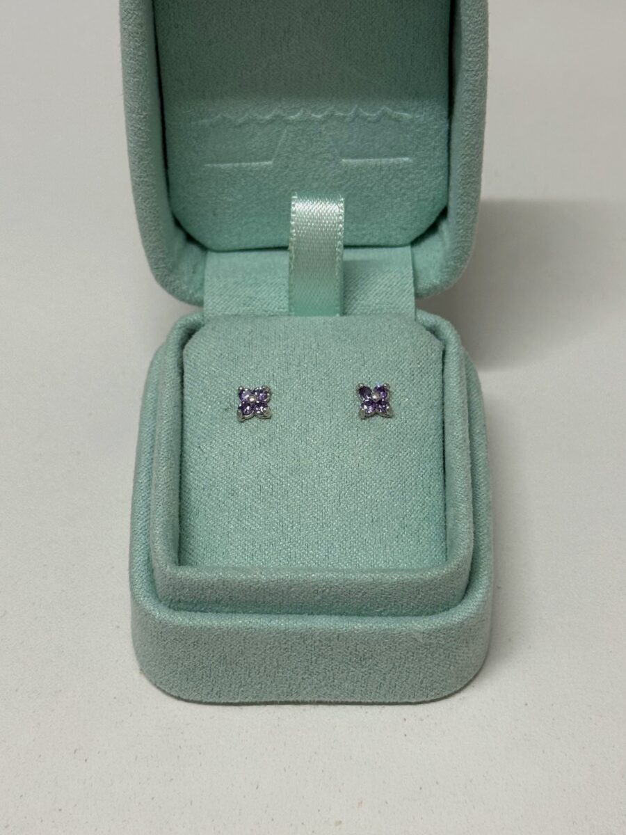 Arete Plata Flor Circones Pequeña - Lila - Imagen 2