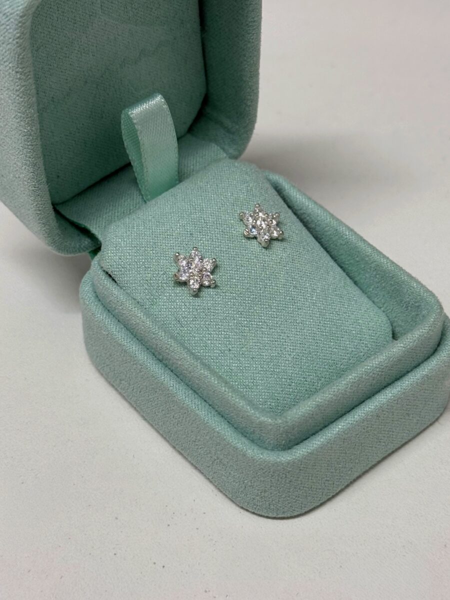 Arete Plata Flor Circones - Blanco - Imagen 2