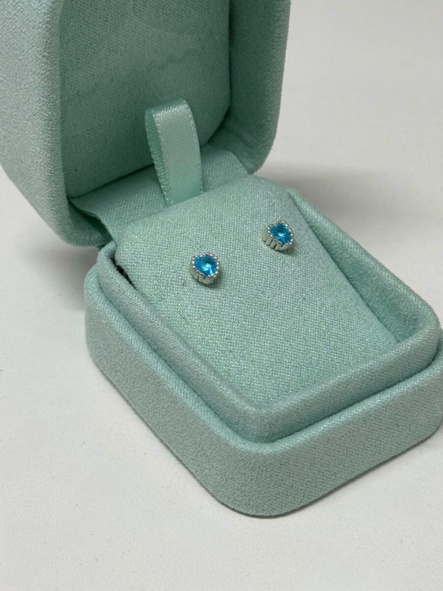 Arete Plata Borde Calado con Circon - Celeste
