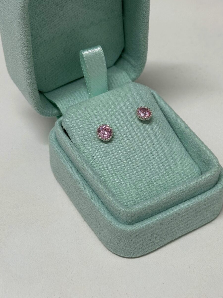 Arete Plata Bordes Calados Circón - Rosa - Imagen 2