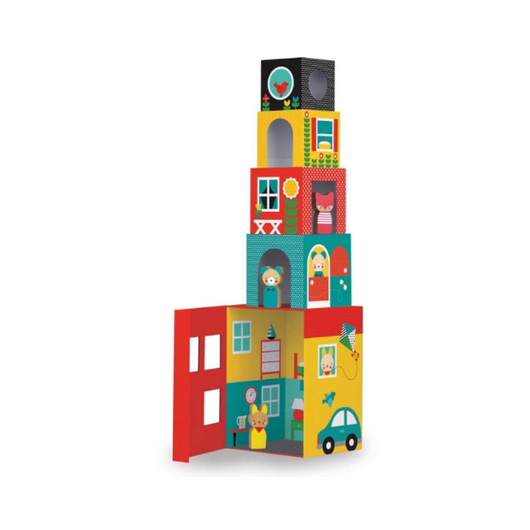 Peek-A-Boo House Stacking Blocks Play Set - Juego De Cubos Apilables - Imagen 2