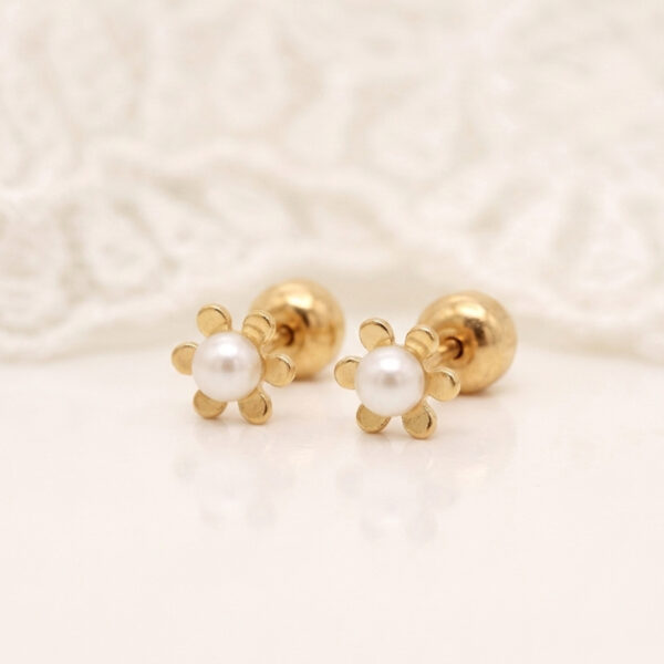 Arete Margarita + Perla Oro 18K