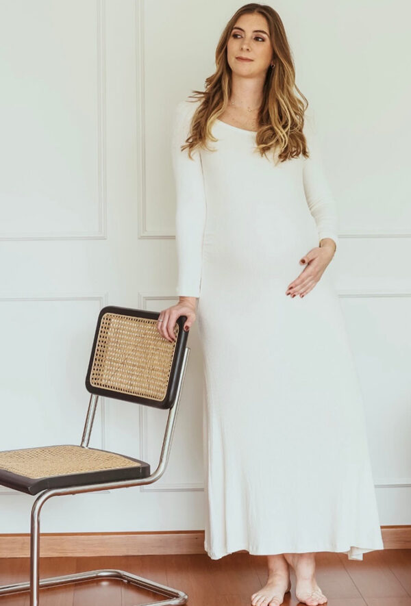 Vestido Escote Corazón - Rib - Perla