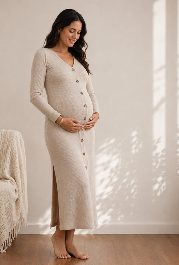 Maxi Vestido Cuello V
Botones - Beige
