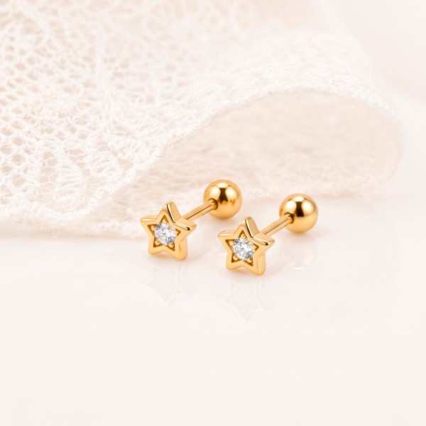 Arete Oro 18K Estrella / Circón
