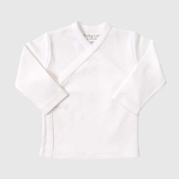 Chaqueta Blanca Cruzada con Picot Color - Baby Lab