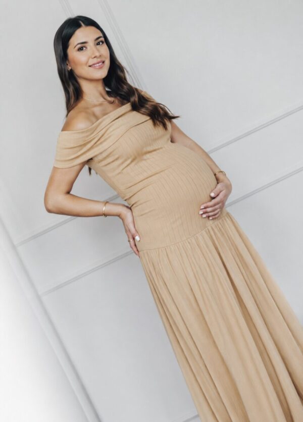 Vestido Off Shoulders Sand - My Bump