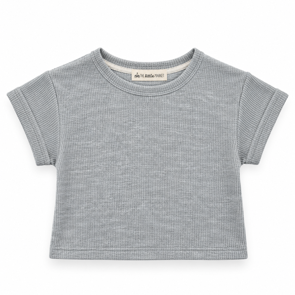 Polo Niña Crop Gris Melan
